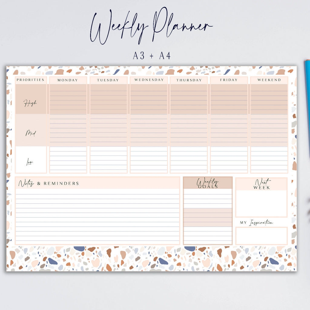 Weekly Planner Printable Landscape Minimalist Weekly Schedule Week at a  Glance Weekly Organizer Office Planner Desk Planner A4/letter 