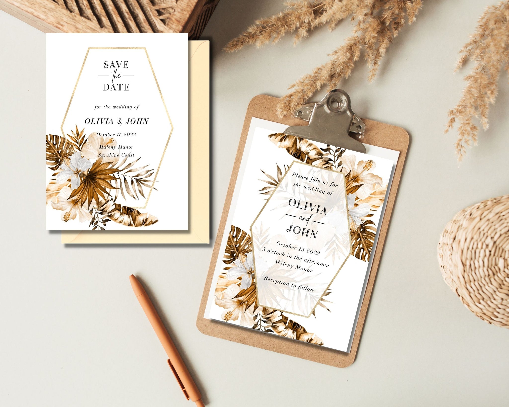 Tropical Wedding Invitation - Printable - Palm Tree- Tropical wedding - Tropical Invite - Handwritten -Wedding Suite, Tropical palm invite - Kalaii Creations