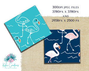 Flamingo Flair Repeat Pattern | Non Exclusive, personal, or commercial use - Kalaii Creations