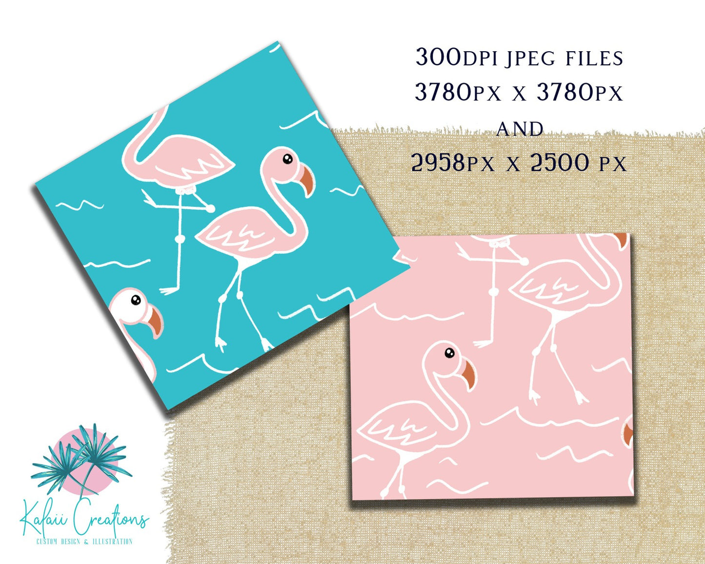 Flamingo Flair Repeat Pattern | Non Exclusive, personal, or commercial use - Kalaii Creations