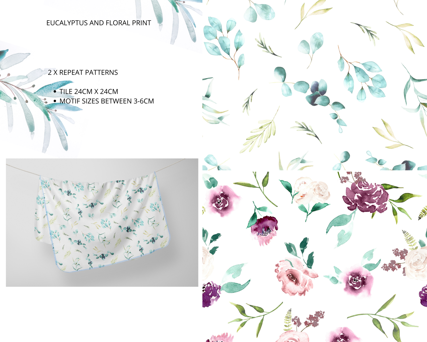 Dream Florals and Dreamy Greenery Seamless Repeat Pattern / Non Exclusive, personal, or commercial use - Kalaii Creations