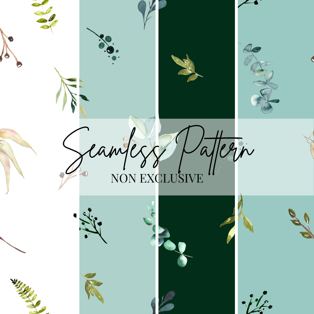 Greenery Leaves Repeat Pattern | Non Exclusive, personal, or commercial use - Kalaii Creations