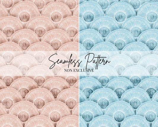 Earth + Ocean Mermaid Scale Tile Seamless Repeat Pattern | Non Exclusive, personal, or commercial use