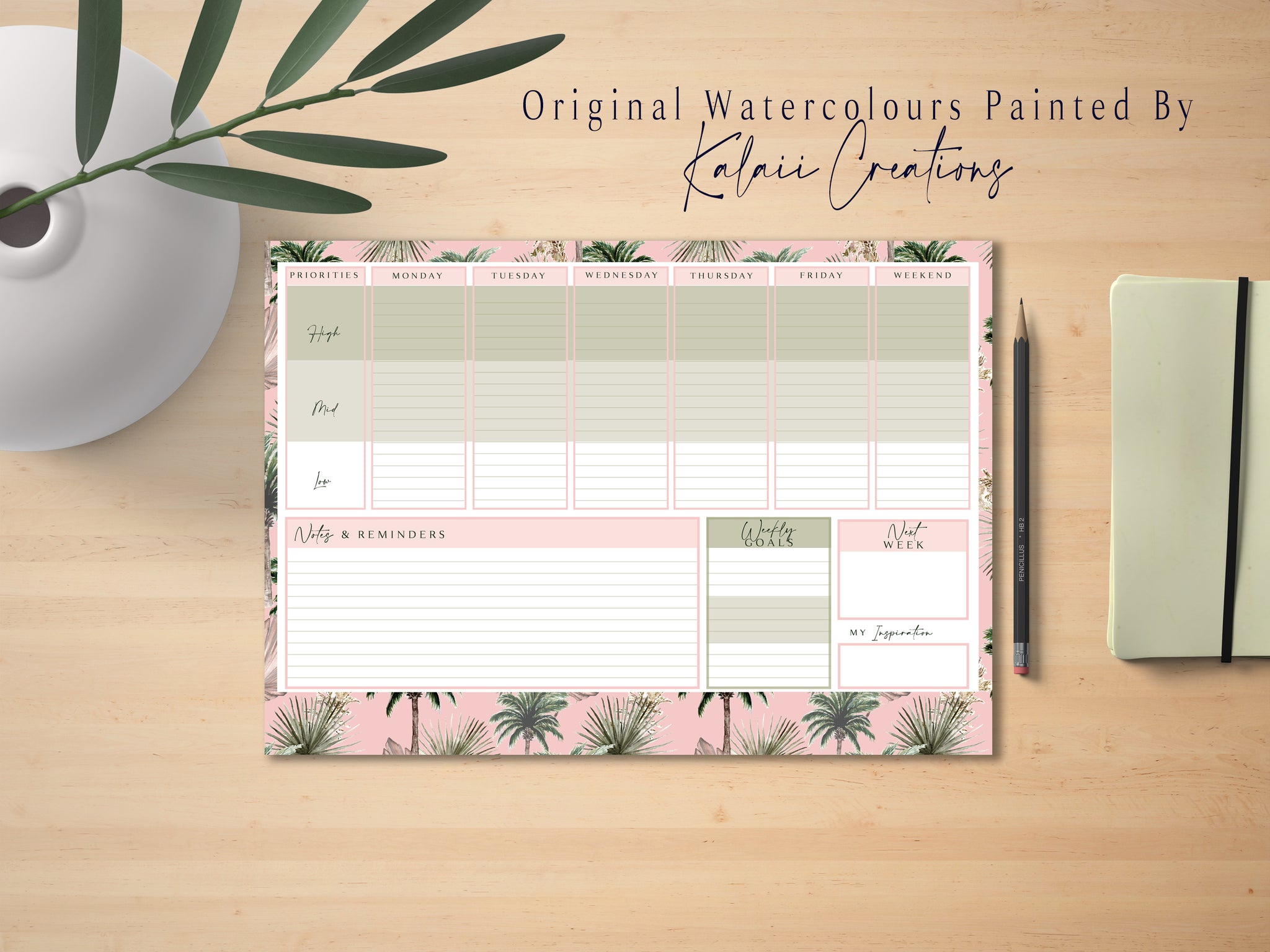 Weekly Planner Landscape, A3 & A4 Printable Planner, Weekly Planner, Minimalist Office Planner, Weekly Organiser, Office Planner, To do List - Kalaii Creations