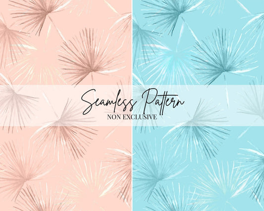 Pink Fan Palm Repeat Pattern | Non Exclusive, personal, or commercial use - Kalaii Creations