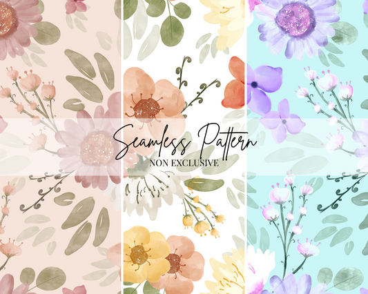 Pressed Flowers Seamless Repeat Pattern | Non Exclusive, personal, or commercial use