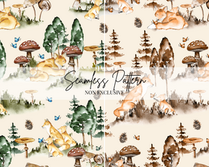 Fox and woodlands Seamless Repeat Pattern | Non Exclusive, personal, or commercial use