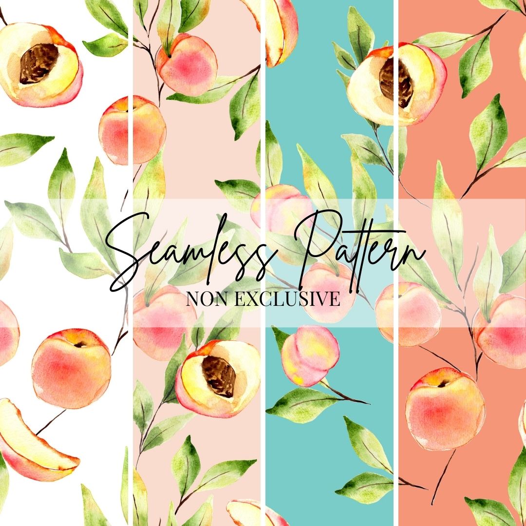 Pretty Peachy Repeat Pattern | Non Exclusive, personal, or commercial use - Kalaii Creations