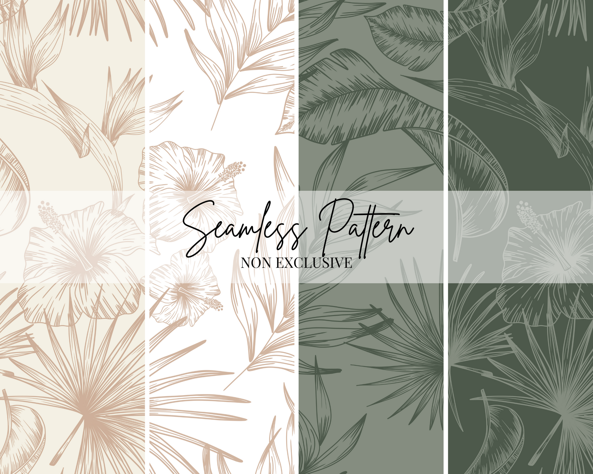 Tropical Leaves Seamless Repeat Pattern | Non Exclusive, personal, or commercial use