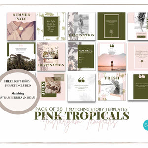Instagram Template | Post and Story Bundle - Pink Tropicals - Kalaii Creations
