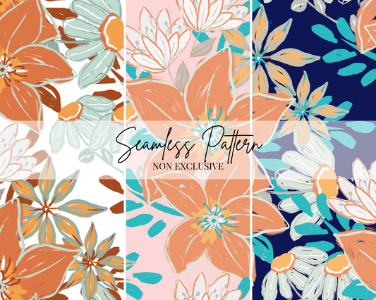 Acrylic florals - retro summer Seamless Repeat Pattern | Non Exclusive, personal, or commercial use