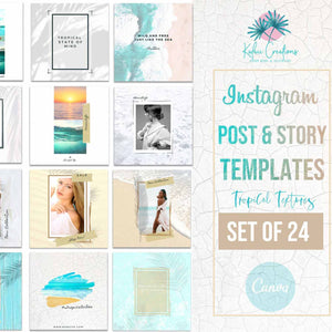 Instagram Templates - Post and Story Bundle - Tropical Texture Pack - Kalaii Creations
