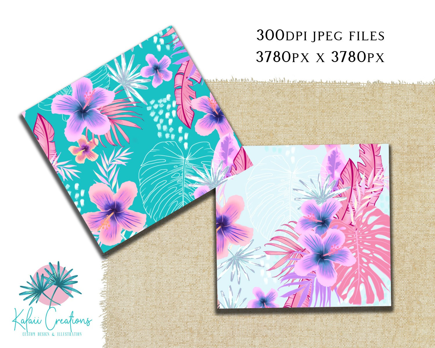 Summer Tropicals - Repeat Pattern | Non Exclusive, personal, or commercial use - Kalaii Creations